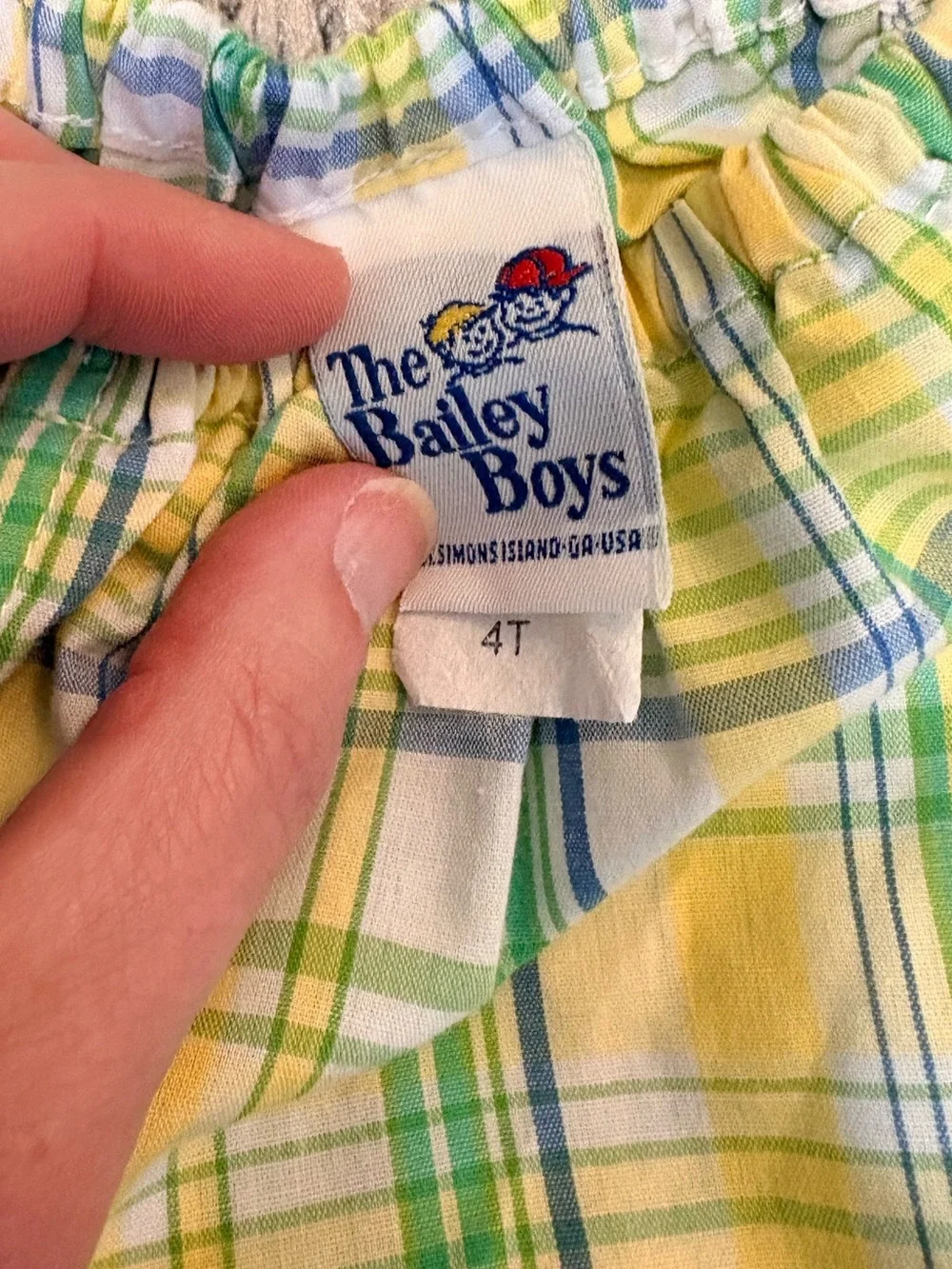 The Bailey Boys Plaid Frog Applique Top & Shorts 2-Piece Set